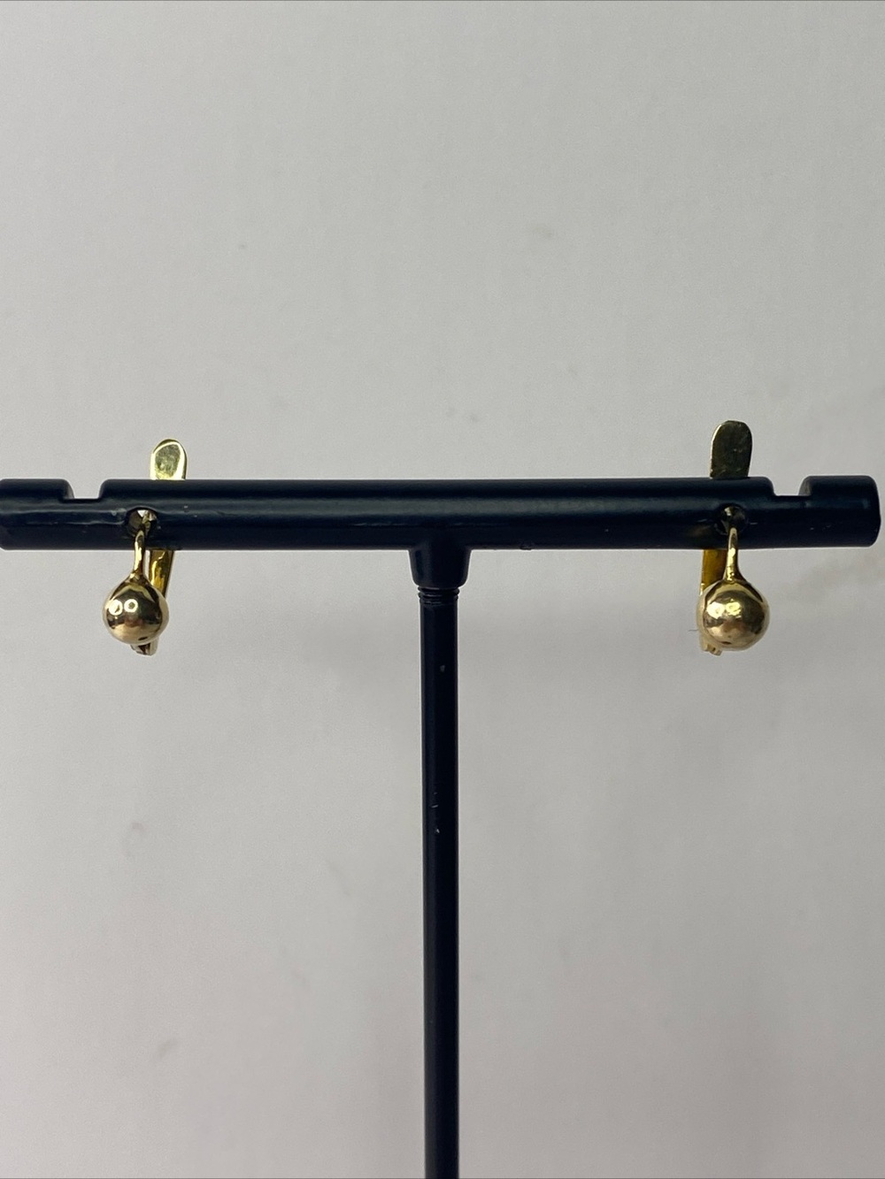 14k Yellow Gold huggy Hoop Earrings - with bead ball English lock